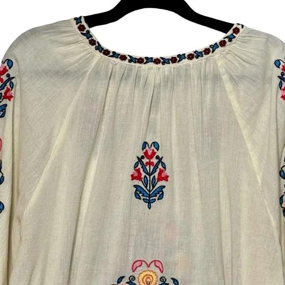 Sundance Floral Embroidered Long Sleeve Peasant Style Lightweight Blouse Top XL - Picture 8 of 11